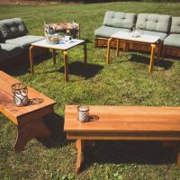 two person wooden benches, Photo: Josephiney Photography