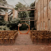 Wooden Ceremony Circle and Crossback Chairs- Venue:  Barrelhouse